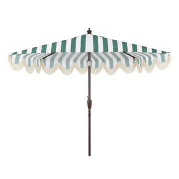 Beverly 9 ft. Designer Classic Scalloped Fringe Half Market Patio Umbrella